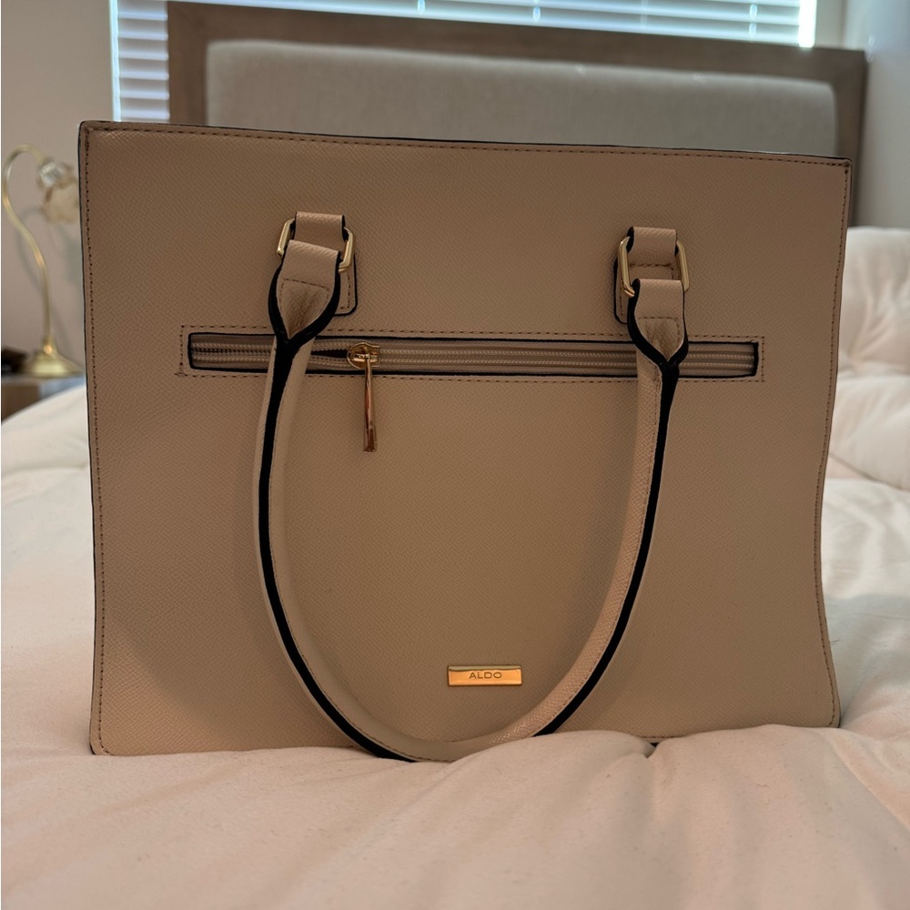 Aldo Beige Tote Bag with Gold Accents